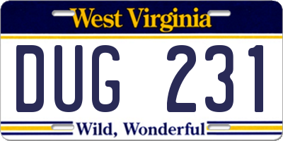 WV license plate DUG231