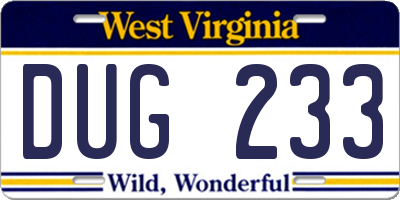 WV license plate DUG233