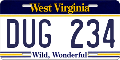 WV license plate DUG234