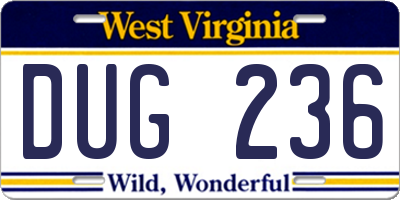 WV license plate DUG236