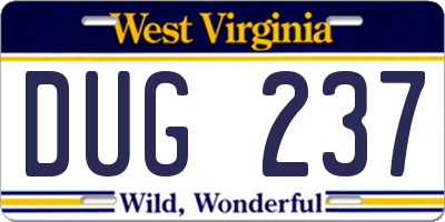 WV license plate DUG237