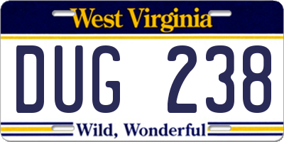 WV license plate DUG238