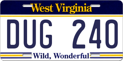 WV license plate DUG240