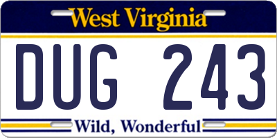WV license plate DUG243