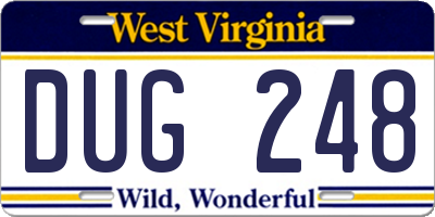 WV license plate DUG248