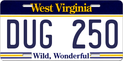 WV license plate DUG250