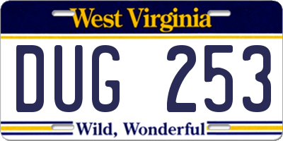 WV license plate DUG253