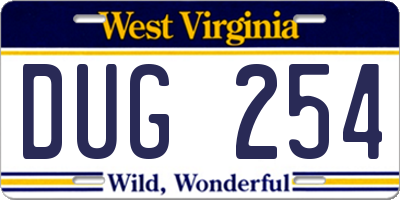 WV license plate DUG254