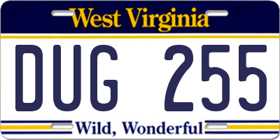 WV license plate DUG255