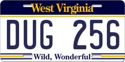 WV license plate DUG256