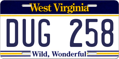 WV license plate DUG258