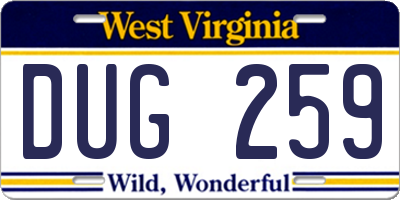 WV license plate DUG259