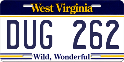 WV license plate DUG262