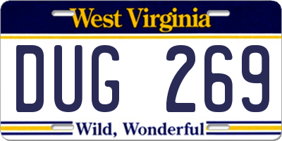 WV license plate DUG269