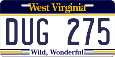 WV license plate DUG275