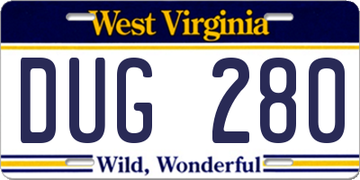 WV license plate DUG280
