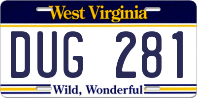 WV license plate DUG281