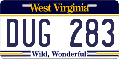 WV license plate DUG283