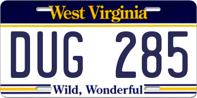WV license plate DUG285