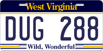 WV license plate DUG288