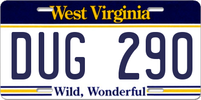 WV license plate DUG290