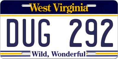 WV license plate DUG292