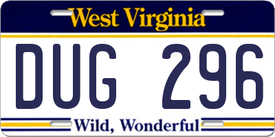WV license plate DUG296