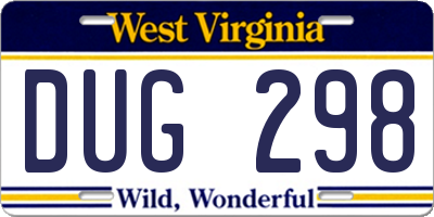 WV license plate DUG298