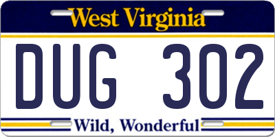 WV license plate DUG302