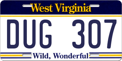 WV license plate DUG307