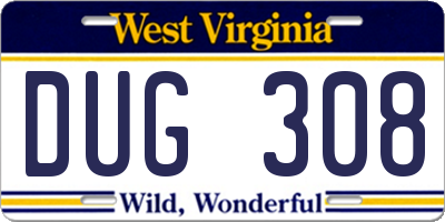 WV license plate DUG308