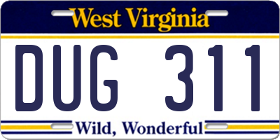 WV license plate DUG311