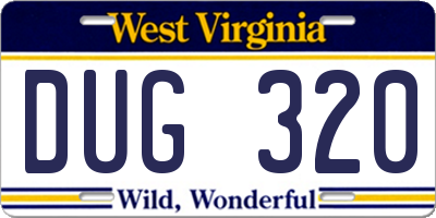 WV license plate DUG320