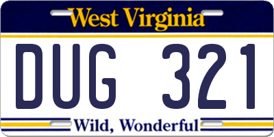 WV license plate DUG321