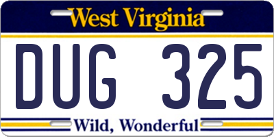 WV license plate DUG325