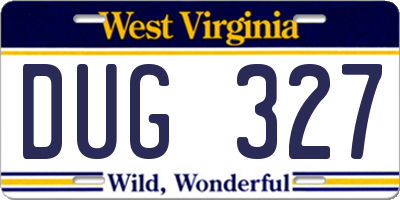 WV license plate DUG327