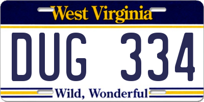 WV license plate DUG334