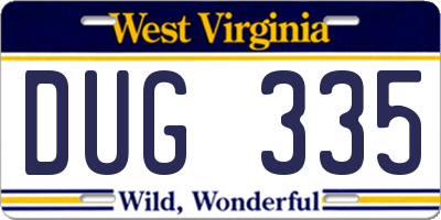 WV license plate DUG335