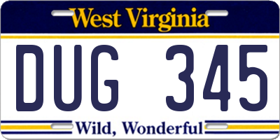WV license plate DUG345