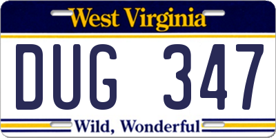 WV license plate DUG347