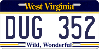 WV license plate DUG352