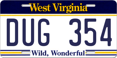 WV license plate DUG354