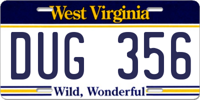 WV license plate DUG356