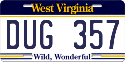 WV license plate DUG357
