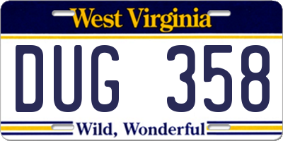 WV license plate DUG358