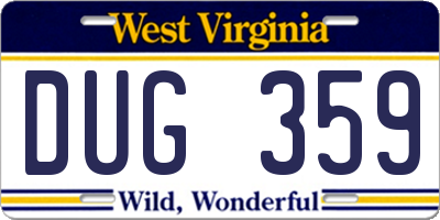 WV license plate DUG359