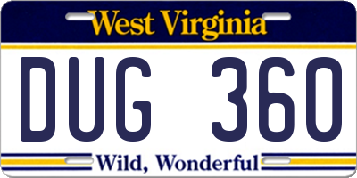 WV license plate DUG360