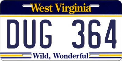 WV license plate DUG364