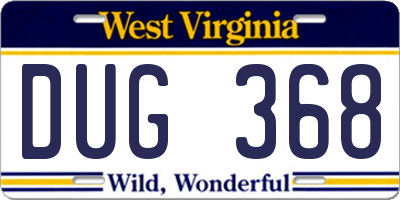 WV license plate DUG368