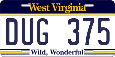 WV license plate DUG375